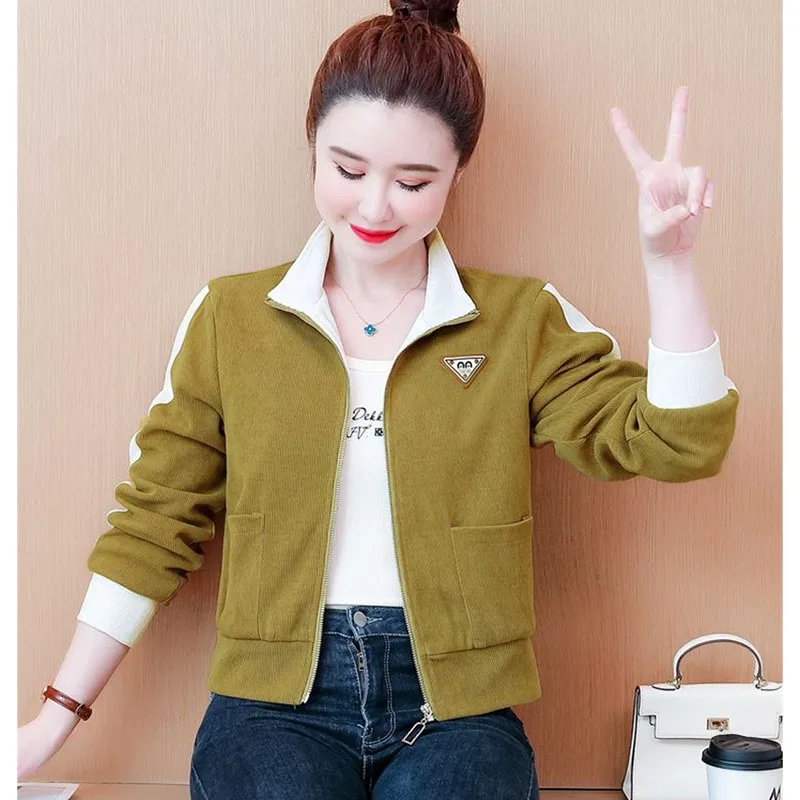 2025 Spring Autumn Short Coat  Women Fashion Join Together Korean Version Baseball Uniform Leisure Female Thin Basic Jacket