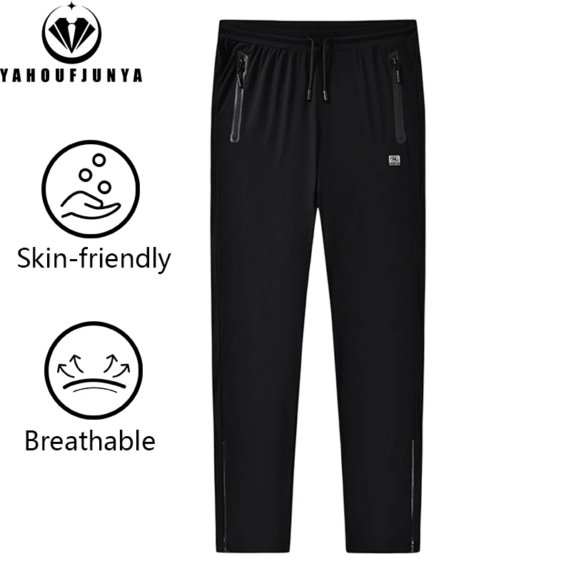 

New Summer Men Joggers Fitness Quick Dry Sweatpants Men Loose Breathable Lightweight Tie Feet Elasticity Trousers Pants Male 7XL