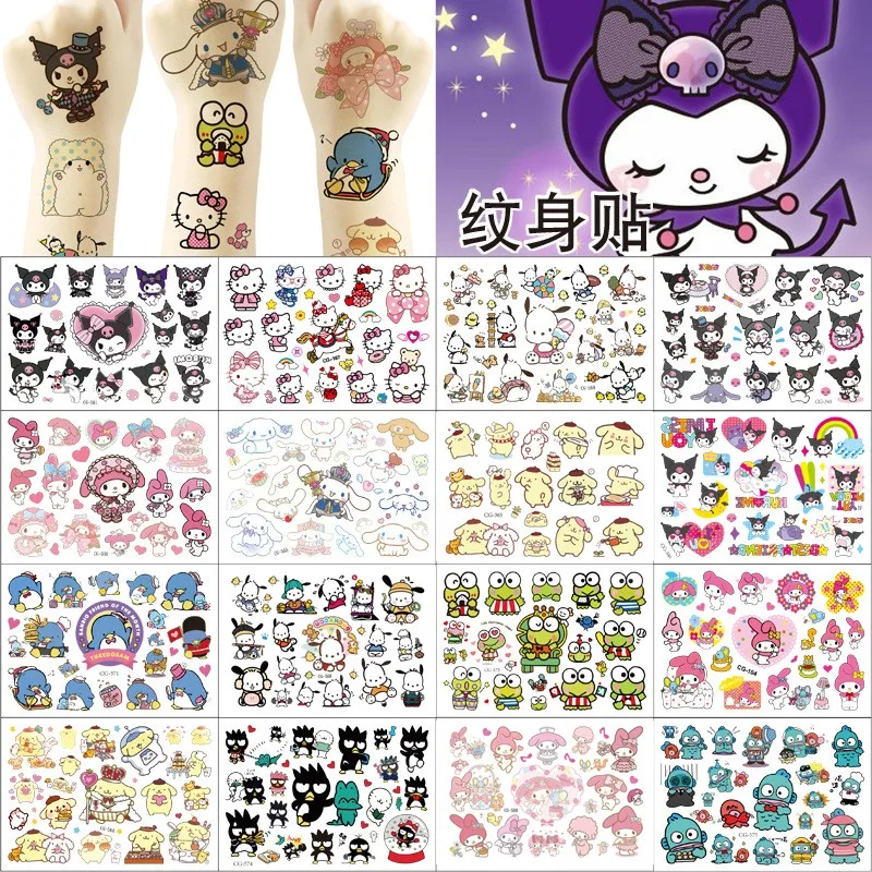 Sanrio Olá Kitty Cat Etiqueta Do Tatuagem, Tatuagens Kuromi Mymelody, Cinnamoroll Adesivos, Art Decor Impermeável Temporária, Novo