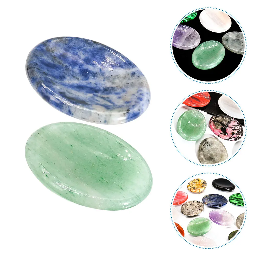 

2Pcs Natural Facial Scraping Plate Crystal Thumb Massager Worry Stone Massage Tool Portable Muscle