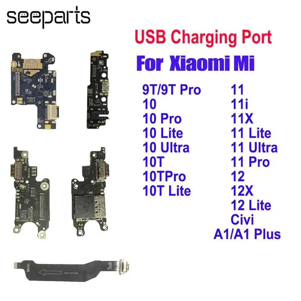 For Xiaomi Mi 9T 10 11 12 T Lite 11i 11X 12T 12 Pro Civi 2 Charging Connector Charger Port Dock Plug A1 Plus Connector Board