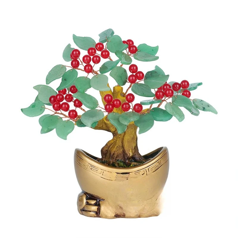 Natural crystal tree, ingot lucky tree birthday housewarming new home living room decoration ornament