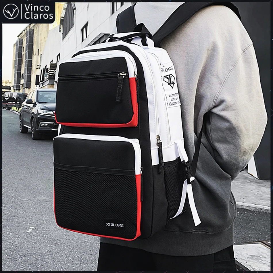 Fashion Large Capacity Men's Backpack Multiple Pockets School for Teenager Trend Cool Couple s Unisex Bags 2024