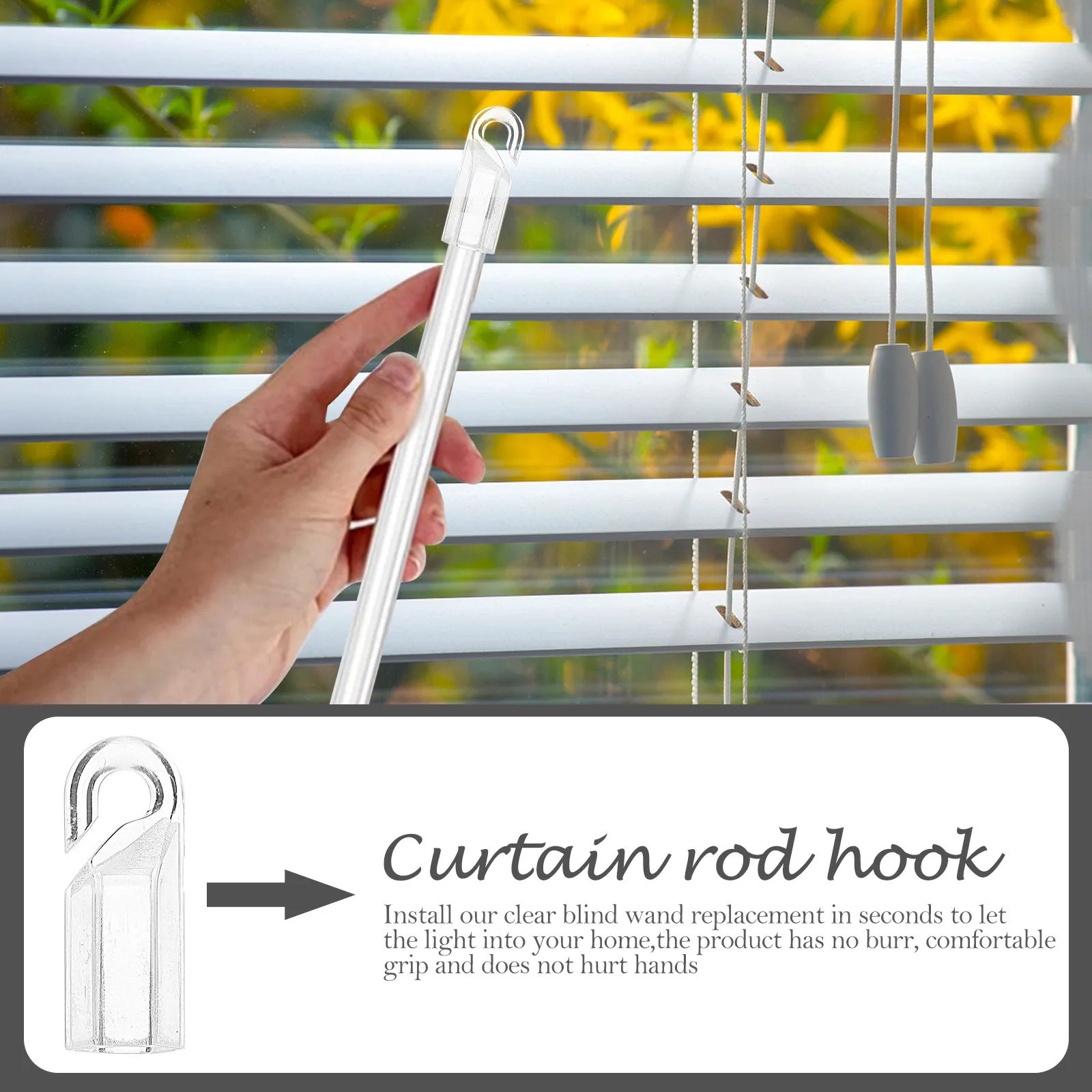 24 Pcs Curtain Rods for Windows Hooks Hanging Pvc Blind Wand Control Replacement
