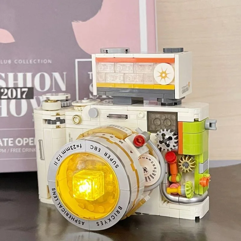 

Retro Camera Puzzle Assembly Building Block Toy Children Puzzle Hands-On Prop Exquisite Desktop Decoration Birthday Likeing Gift