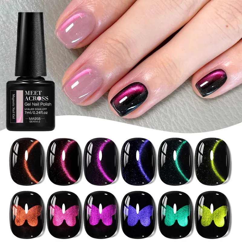 Glass Bead Dual-Color Cat Magnetic Gel Gel Polish Galaxy Effect Semi Permanent Soak Off UV Gel Varnish Nail Supplies Manicure