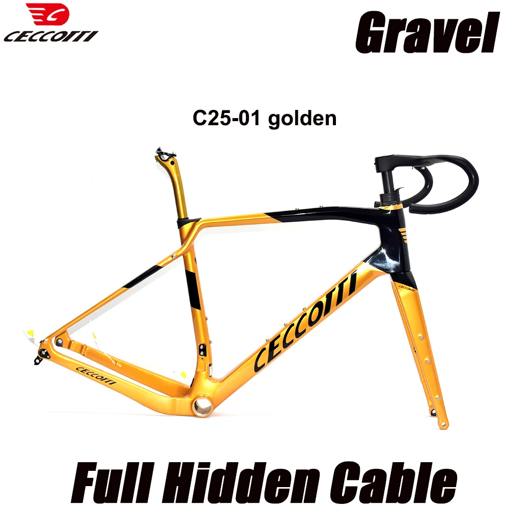 CECCOTTI  Bicycle Frameset Gravel T1000 Full Carbon material and Full Hiiden Cable Design Disc Brake Gravel Bike Frame