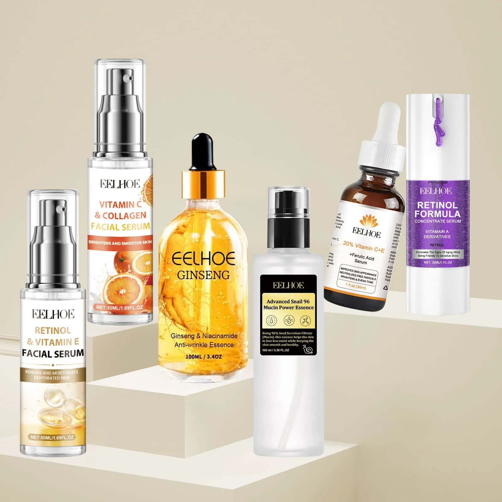 

EELHOE Anti Wrinkle Firming Serum Face Rejuvenation Lighten Skin Moisturizing Retinol Tightening Vitamin C Pore Shrinking Serum