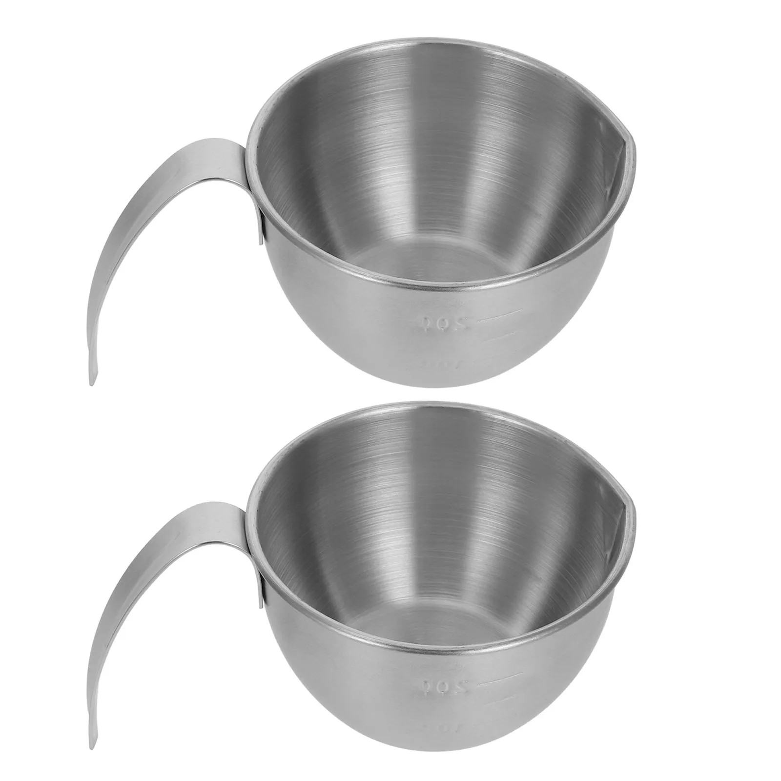 2Pcs Stainless Steel Measuring Cups with Handle Deep Mixing Bowls Accurate Graduated Metal Food Prep Containers Rice Egg Beating
