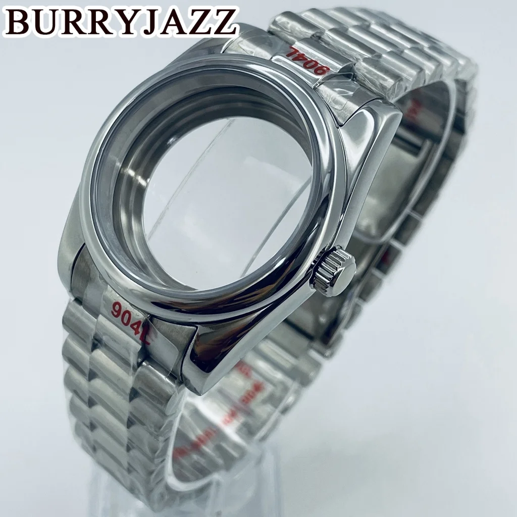 BURRYJAZZ 36mm 40mm NH34 NH35 NH36 PT5000 ETA2824 Watch Case Silver Stainless Steel Case Waterproof Sapphire Crysta