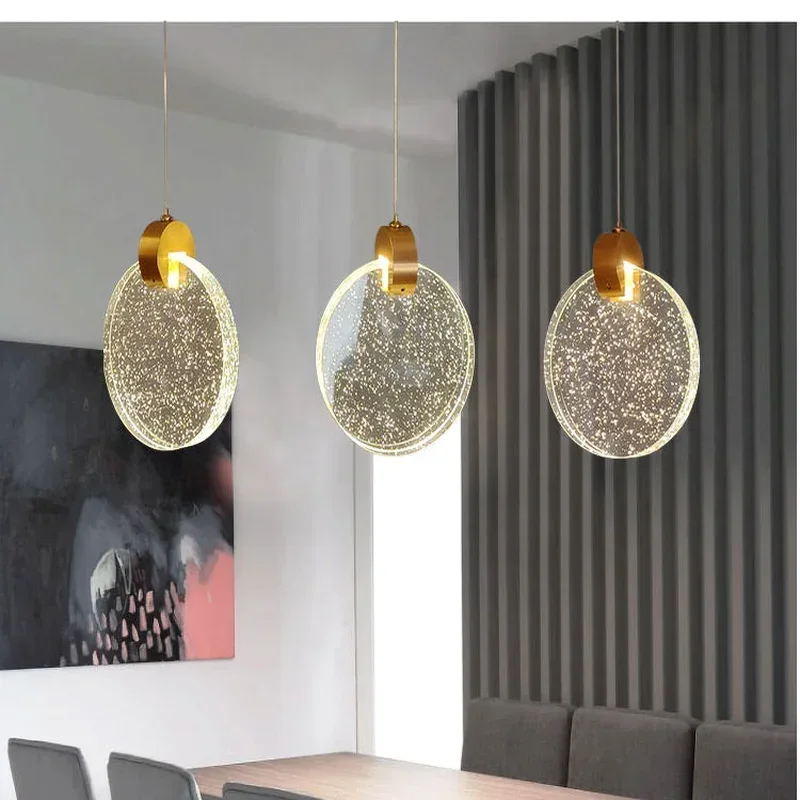 Modern Led Crystal Pendant Lighting for Bedroom Bedside Bathroom Hanging Lights Ceiling Decoration Lamp Indoor Glass Round
