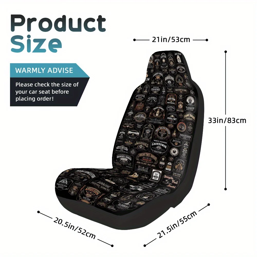 2pcs, Vintage Apothecary Advertisements Style Car Seat Covers, Durable And Comfortable, Fit For Front Seats Of Cars, SUVs, And