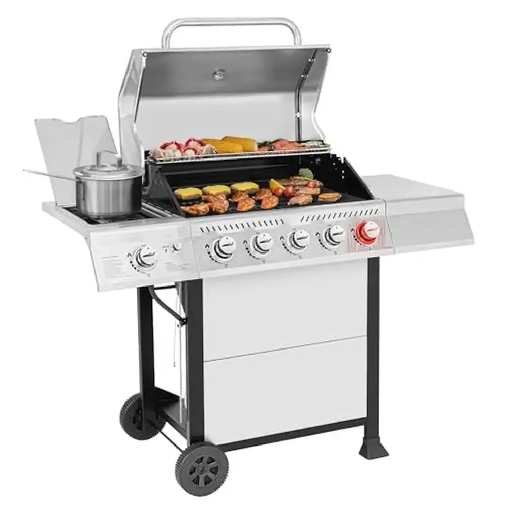 5-Burner Gas Grill with Sear & Side Burners Stainless Steel BBQ 632 sq. In. Cooking Area High Performance & Durable Construction