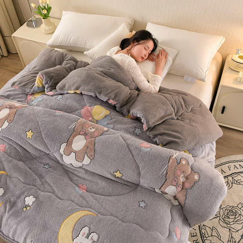 Super Thick Winter Warm Blanket for Bedroom Lamb Cashmere Weighted Blanket Soft Comfortable Warmth Autumn Quilt Spring Comforter