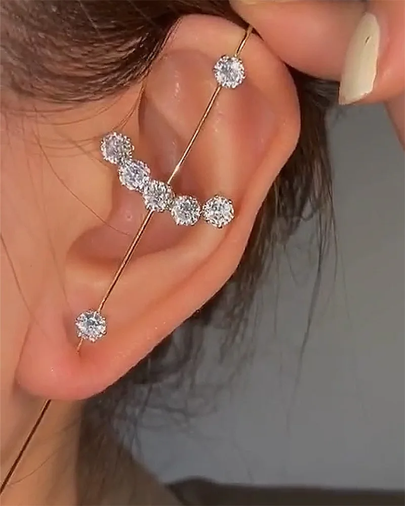 Trend Punk Needle Earrings  For Women Simple Zircon Ear Hooks Piercing Earring  Lightning Ear Cuff Climber Jewelry Gifts