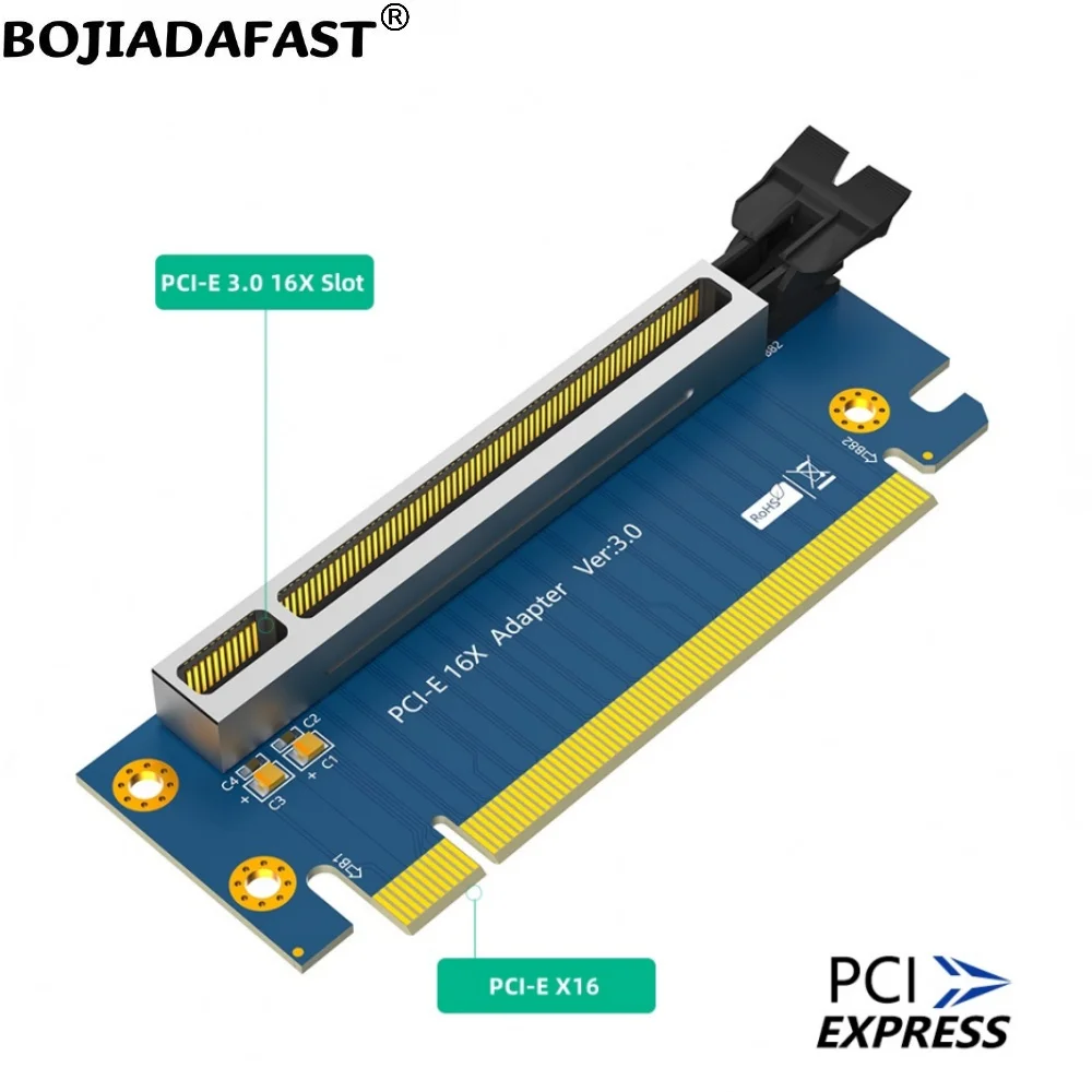 Cartão adaptador Riser para servidor, caixa do computador, 90 graus, PCI Express, 3.0, 16X, PCI-E, X16, 1U, 2U