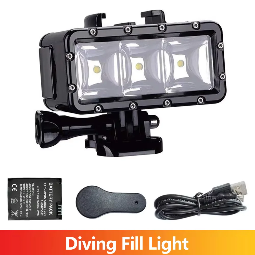 Tauchen Fülllicht Wasserdichtes Unterwasser-LED-Nachtlicht für GoPro Hero insta360 SJCAM AKASO DJI Osmo Action-Kamera-Zubehör