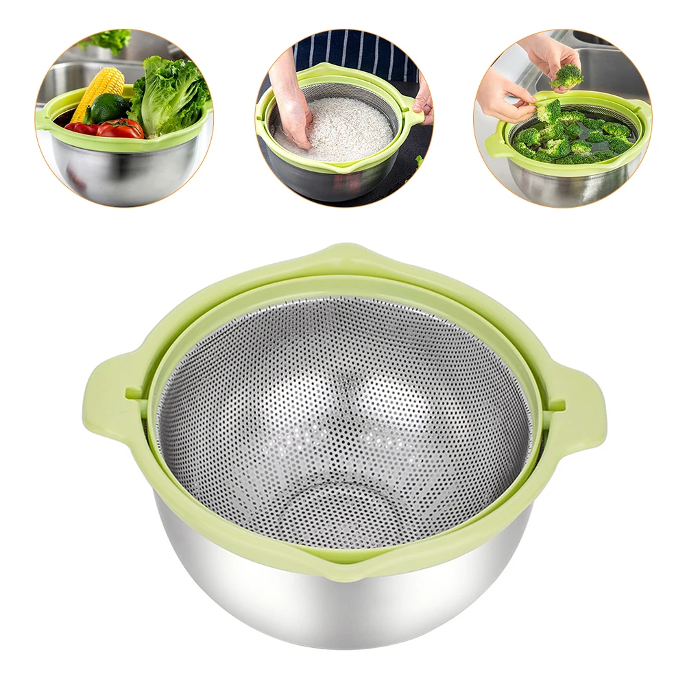 

Rice Washing Sieve Stainless Steel Sink Drain Basket Filter Kitchen Drainage Vegetable Dish Basin