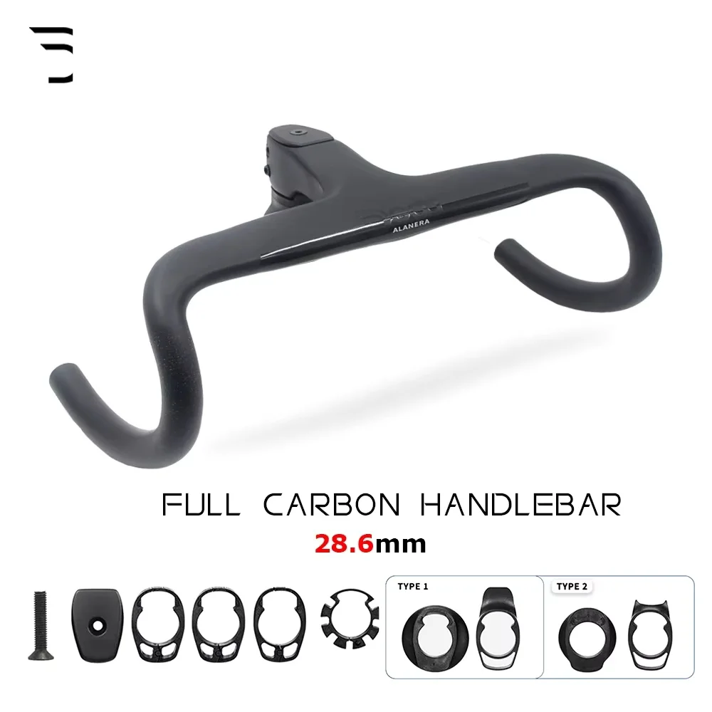 

Road Bike Internal Cable Integrated Full Carbon Fiber Bicycle Handlebar Cockpit With Spacers,Stem -10°,Clip diameter 28.6mm