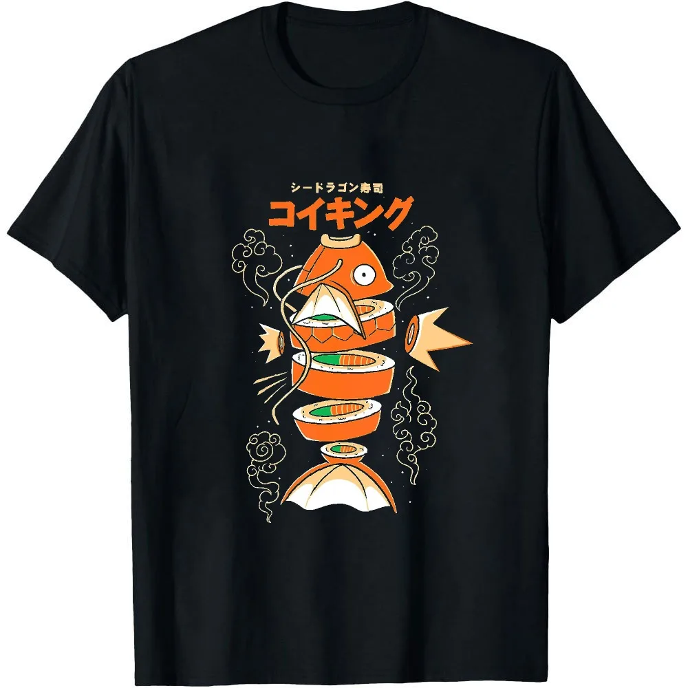 Japanese Sushi Rocket Wave Oriental Letter Graphic Men Summer T Shirt Asian Food Retro Street Creative Short Sleeve Tee