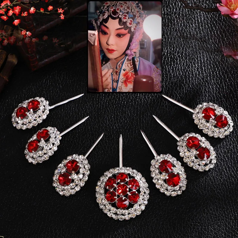 Copricapo tradizionale da donna dell'opera di Pechino, squisito copricapo Huadan Qing Yi con strass con fiori gioiello Baotou
