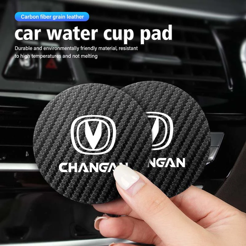 For Changan CS35 CS15 CS95 CX70 CS55 CS85 CX20 EADO RAETON Alsvin 2pcs Car Cup Holder Insert Pad Emblem Coaster Anti‑Slip Mat