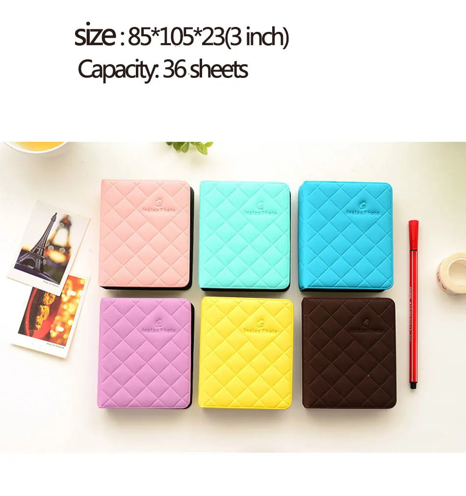 New Pattern Album with 36 Pockets for Fujifilm Instant Camera Mini 12 11 9 8 7s 70 50s 90 3 Inches Instax Mini Film Photo Album