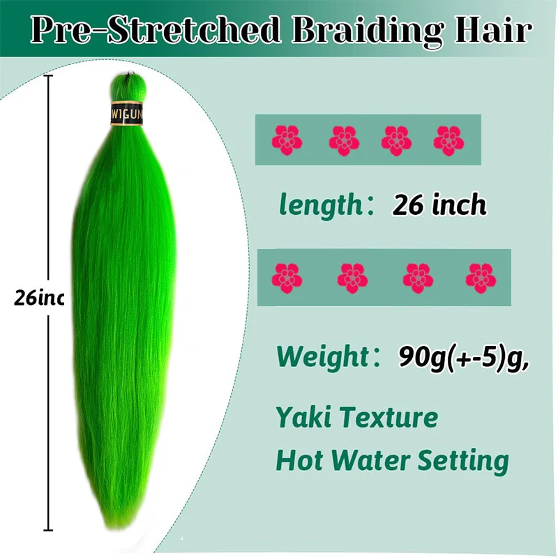 Easy Braid Pre Stretched Blue Braiding Hair 26 Inch for Crochet Braiding Hair Extensions Yaki Texture Free Hot Water Setting