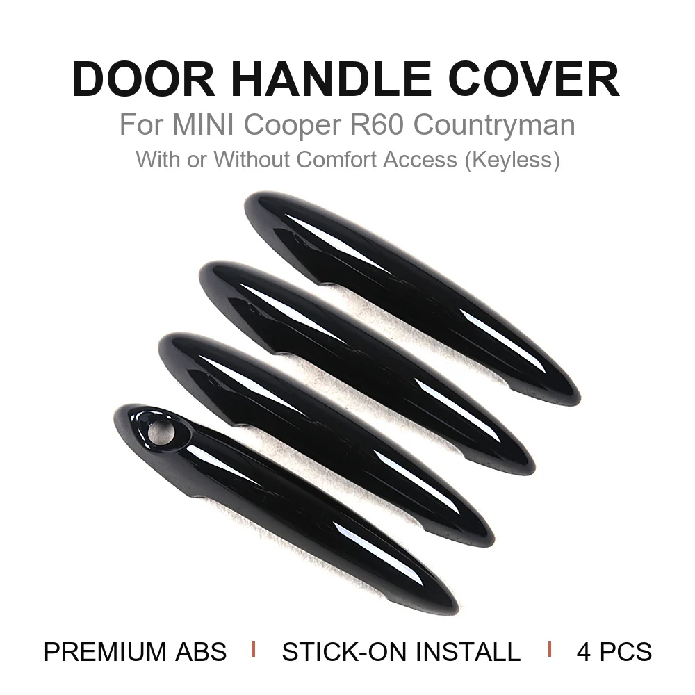 For MINI Cooper R60 Countryman 2010-2016 PC Solid Color Door Handle Cover Sticker 4pcs Set Stick-on Keyless Non-Keyless