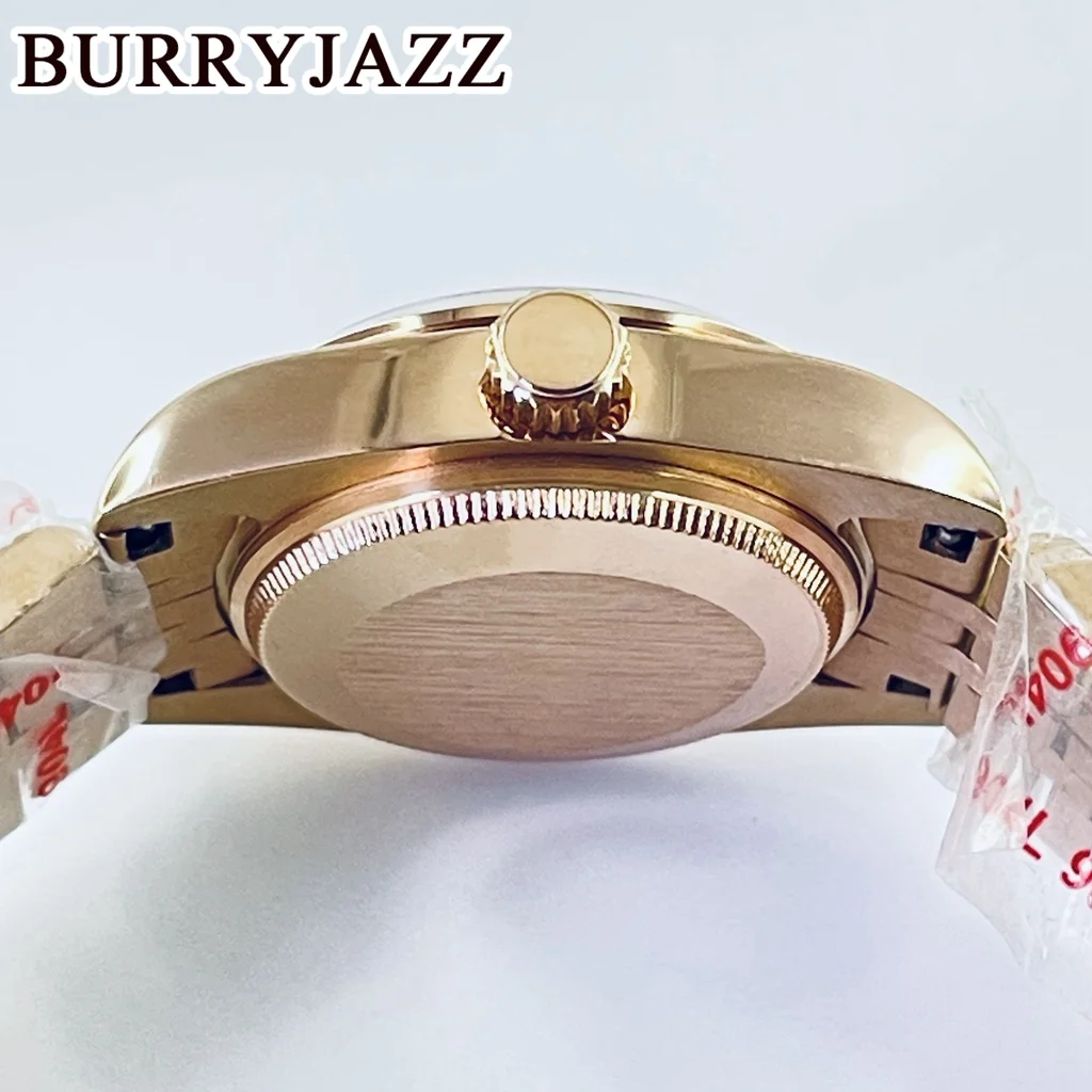 Burryjazz-ピンクゴールドの時計ケース,サファイアクリスタル,ステンレススチール,防水,nh05,nh06,31mm