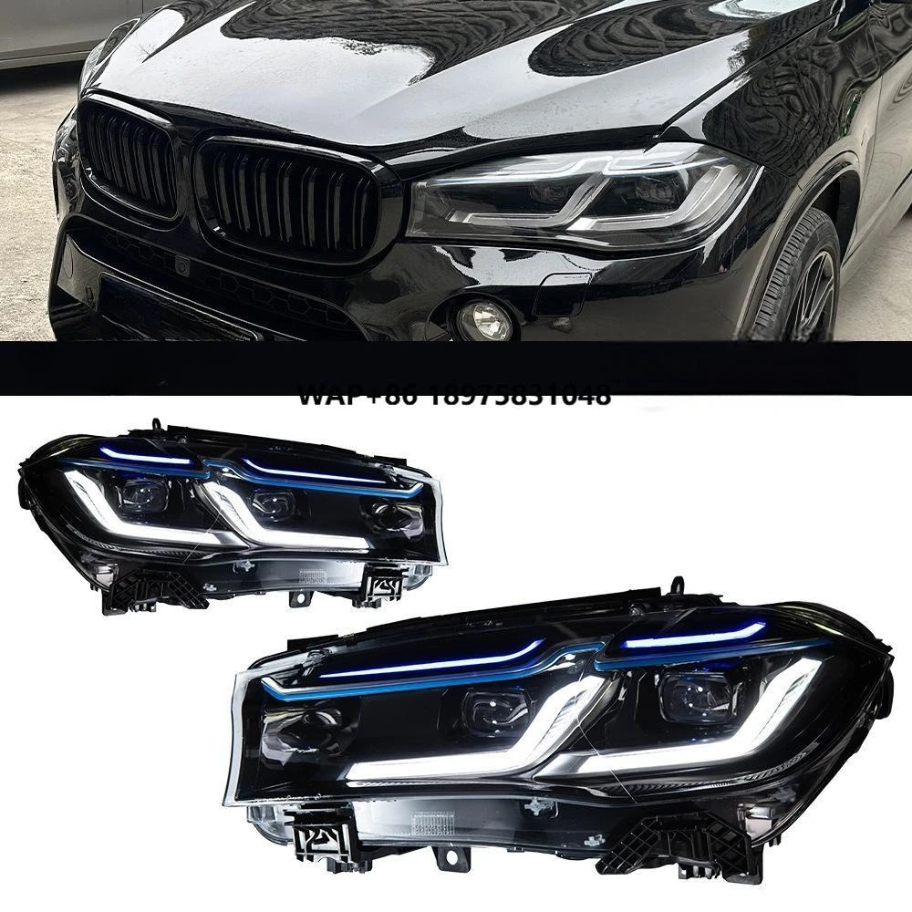 

Auto Fit for X5 F15 2014-2018 Headlight Assembly Modification With LED Lens Blue Eyebrow Daytime Running Light