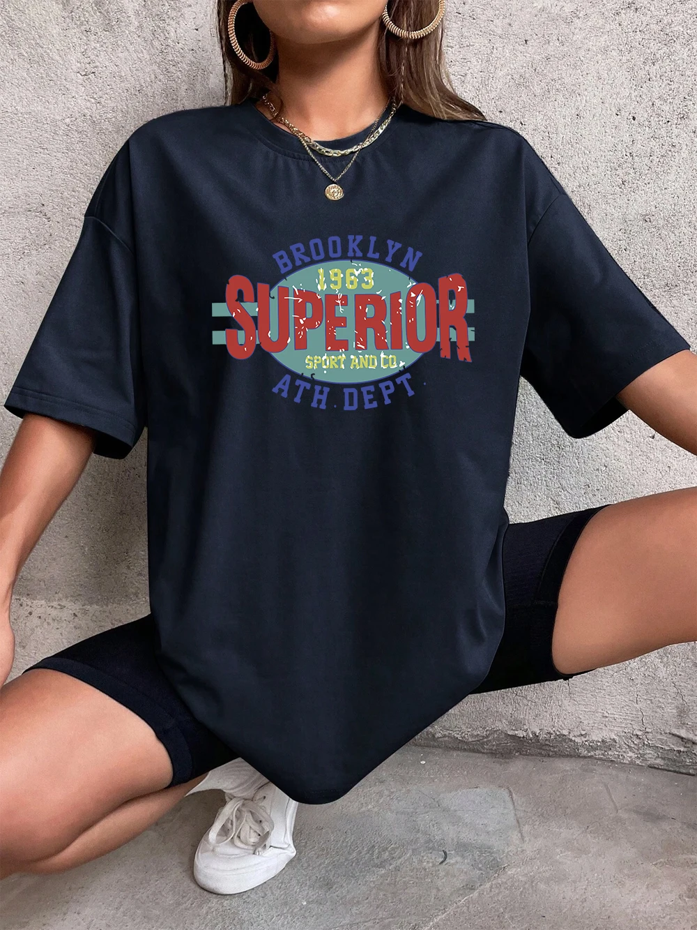Superior New York Brookliyn Sports Letter Prints T-Shirt Women Cotton Summer Tops Loose Soft O-Neck T Shirt Casual Woman Clothes