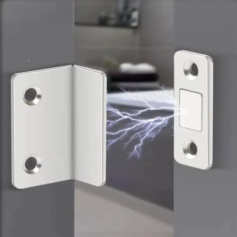 Ultra Thin Latch Cupboard L Type Door Closer Cabinet Catches Door Stopper Furniture Fittings Strong Magnetic Kitchen Accessories