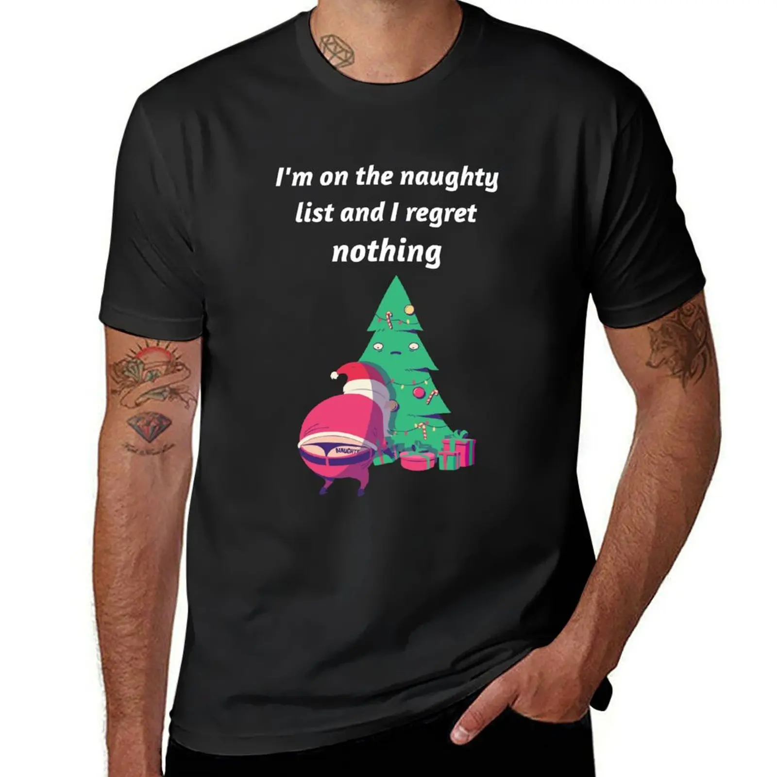 I'm On The Naughty List And I Regret Nothing T-Shirt sweat summer tops kawaii clothes aesthetic clothes mens t shirt