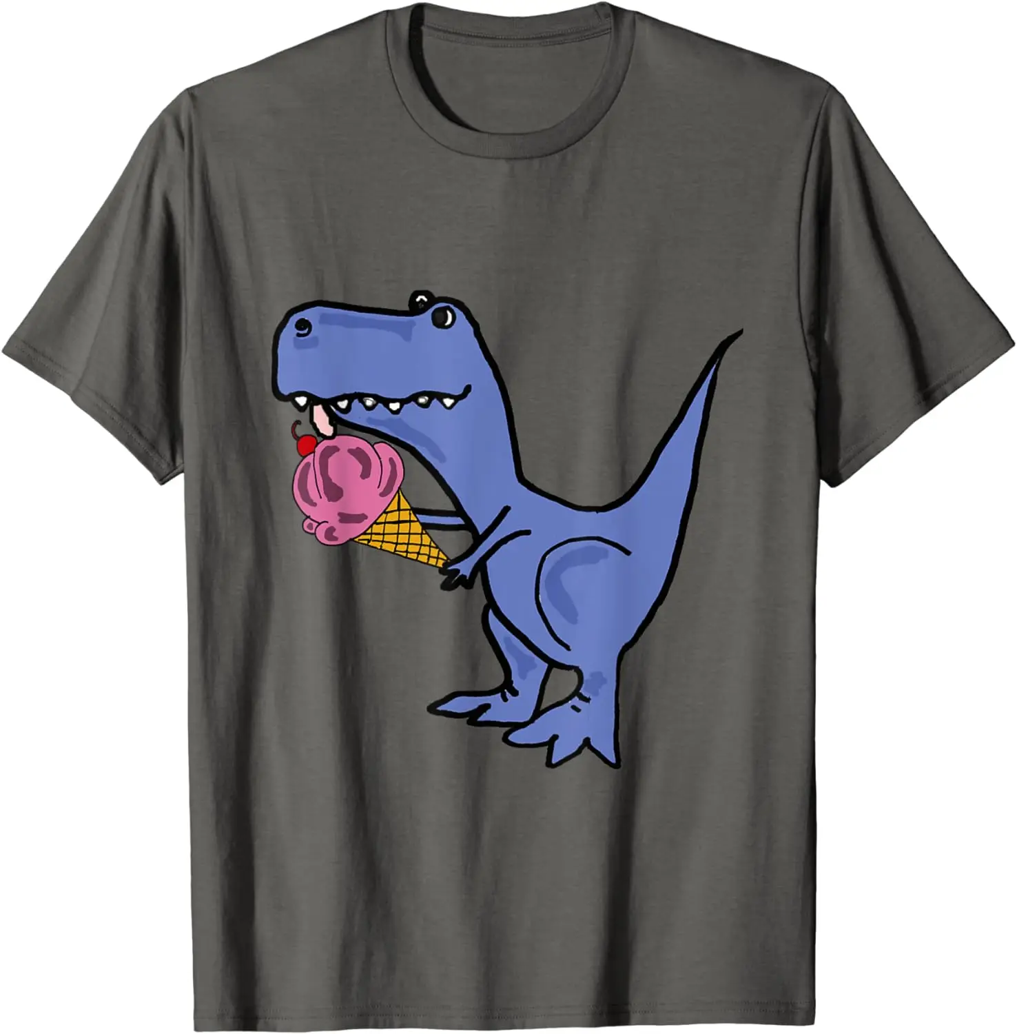 2024 Summer Unisex Fashion Shirt Fun Tyrannosaurus Rex Eating Ice Cream T-shirt