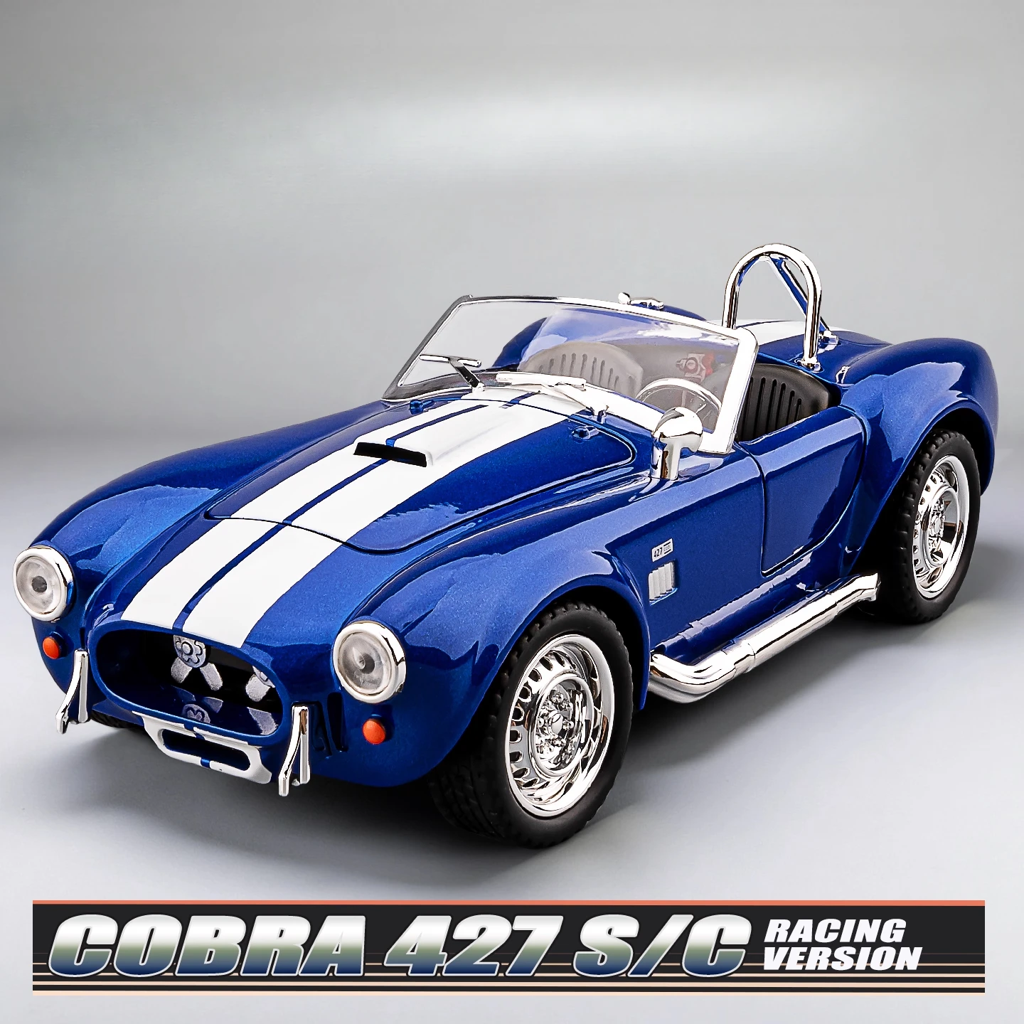 

1:22 SHELBY Cobra convertible Alloy Sports Car Model Diecast Metal Car Model Simulation Sound and Light Childrens Toy Gift