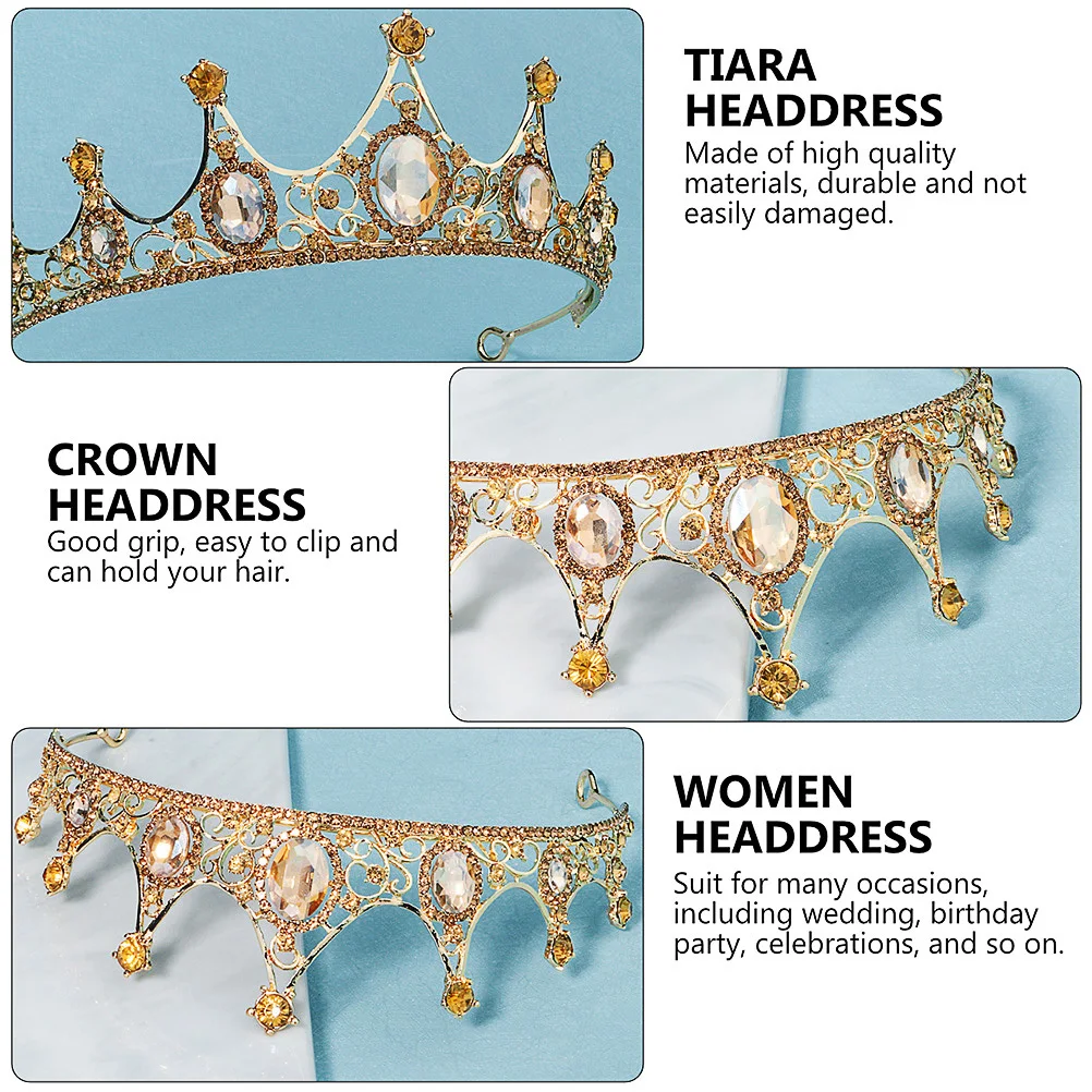 

1Pcs Bridal Crown Headdress Lightweight Elegant Crystal Wedding Tiara Bride Headband Women Hair Jewelry Tiara Headdress