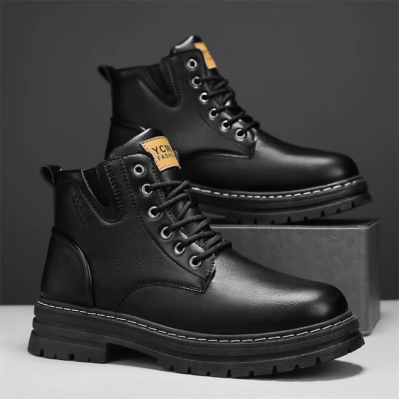 

Men's boots spring and autumn Joker British casual boots fashion youth soft-soled non-slip comfort outdoor high-top work boots