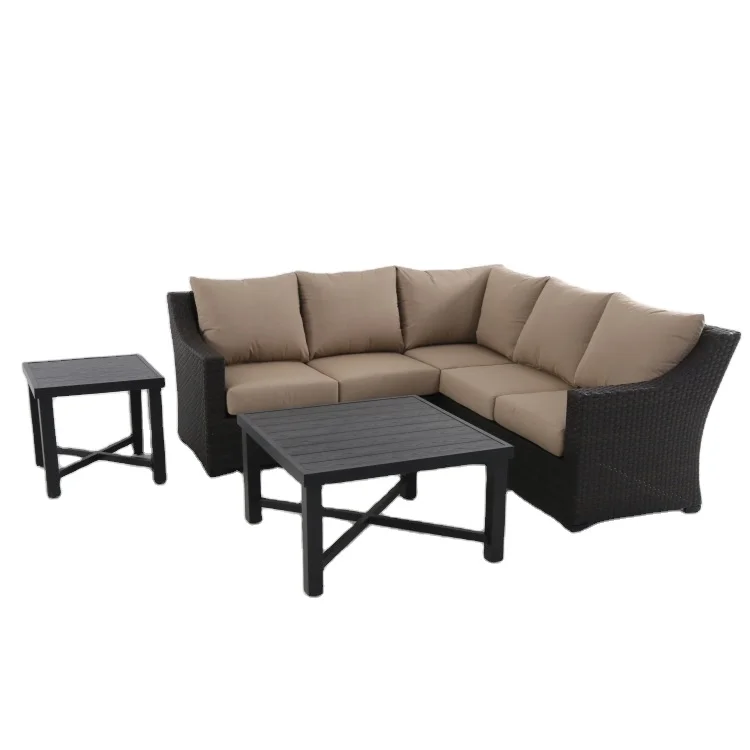 

High Quality All-Weather Resistant Aluminum Rattan Patio Sofa Dining Table Set Luxury Wholesale for Apartment Park Use