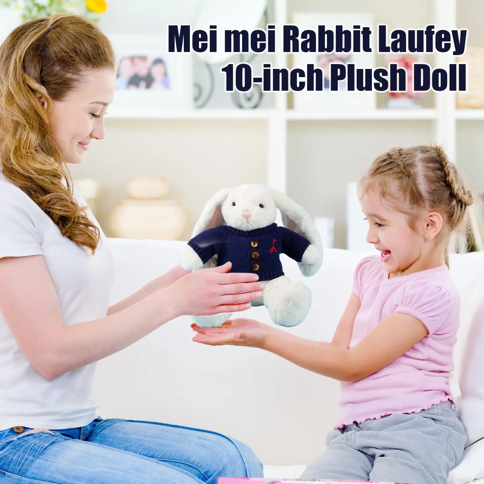 

10-дюймовая большая плюшевая игрушка-кролик, милая коллекционная плюшевая кукла с животными, кавайные мягкие игрушки, модель, декор комнаты, подарки на день рождения