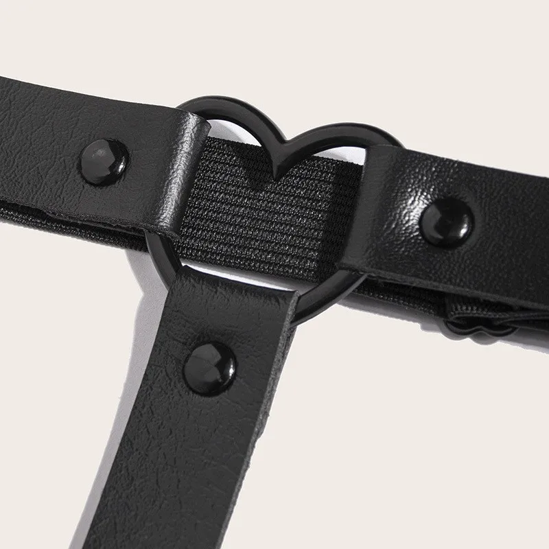 Крутое кольцо на бедро из искусственной кожи в стиле панк для девочек с сексуальной повязкой, темная готическая короткая юбка, аксессуар для сценического костюма, носки в форме сердца C