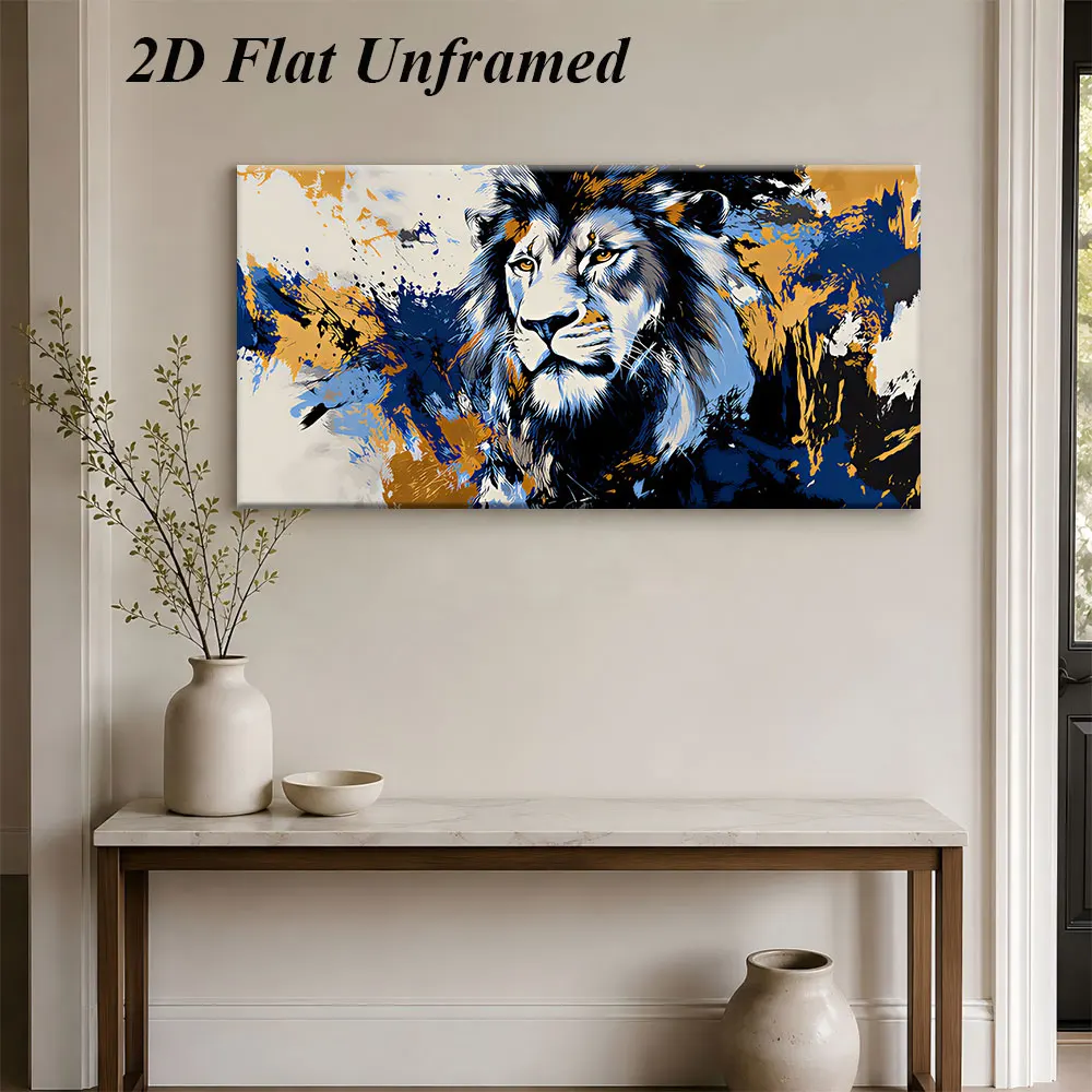 1 pièce (sans cadre), 1 peinture décorative moderne abstraite sans cadre, motif contrastant bleu orange, ambiance artistique, 2D pla