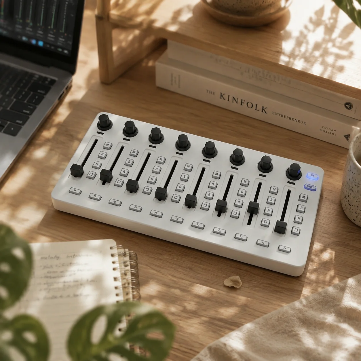 MIDI Controller with Faders Compact USB MIDI Fader Controller Control Surface Customizable Mixing Console Plug-and-Play