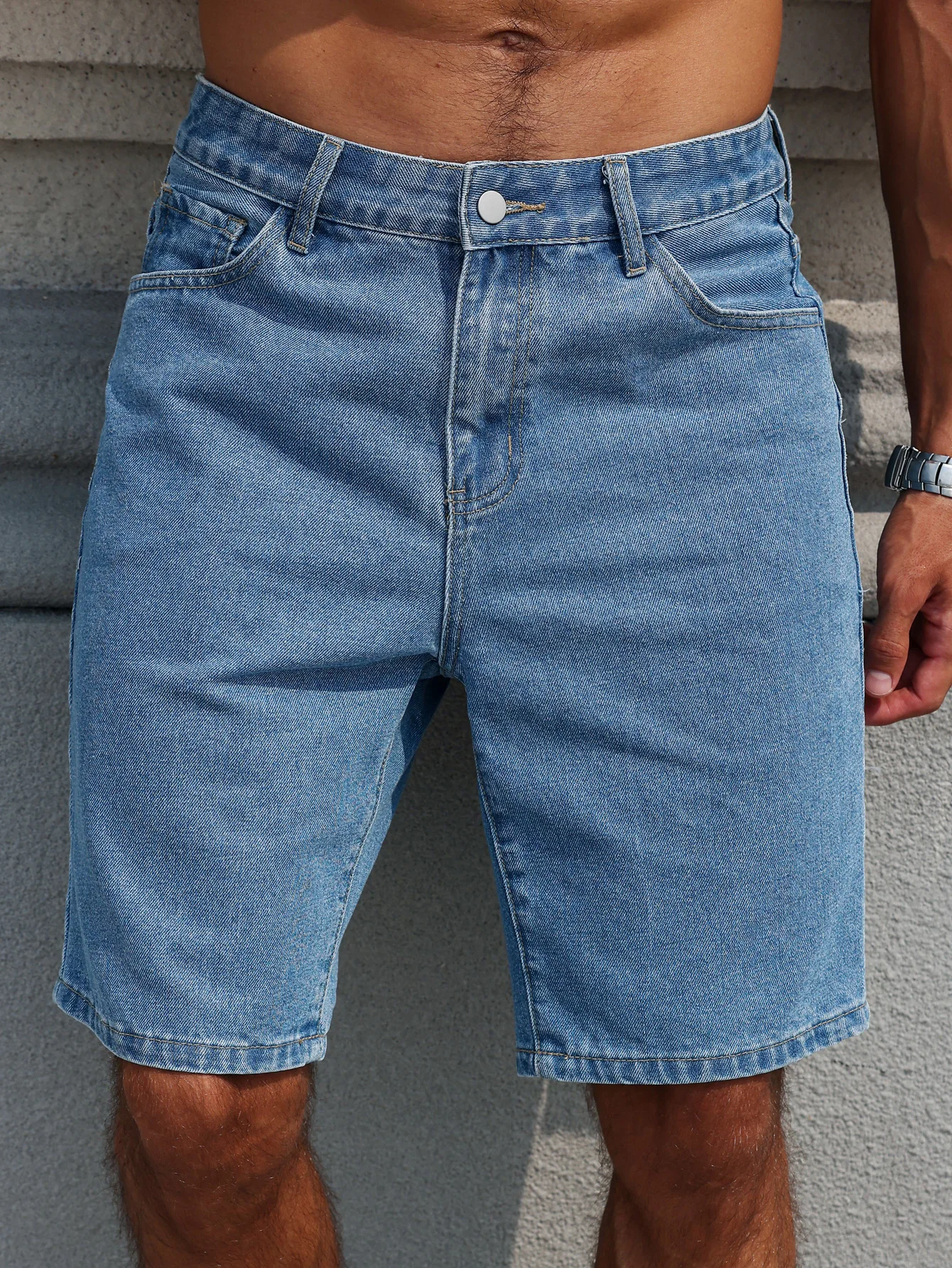 شورت جينز صيفي للرجال من Pop. عنصر شائع في الصيف. بسيطة في الأناقة. مناسبة للنزهات والرحلات غير الرسمية.