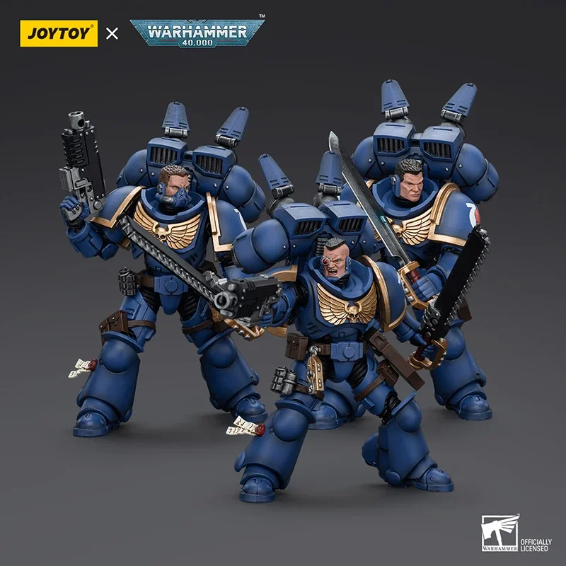 InStock JOYTOY Action Figure Warhammer 40K Ultramarines Jump Pack Intercessors 4 PCS 1:18 Figure Game Model Mecha Toy Collection