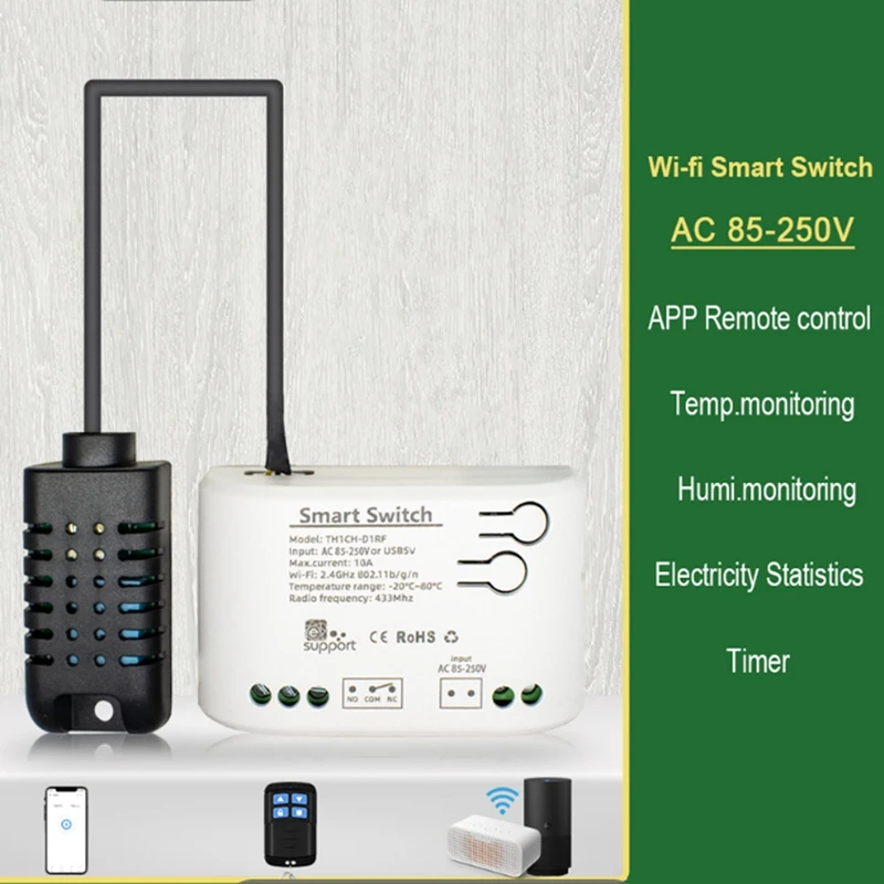 Smart Wifi Interruttore di umidità della temperatura Relè a contatto secco passivo Termostato Monitor Sensore di temperatura A