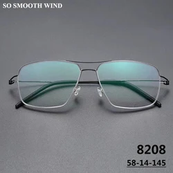 Denmark Brand Screwless Glasses Frame Ultralight Titanium Eyeglasses Men Women Double Beam Spectacles Pilot Eyewears Gafas 8208