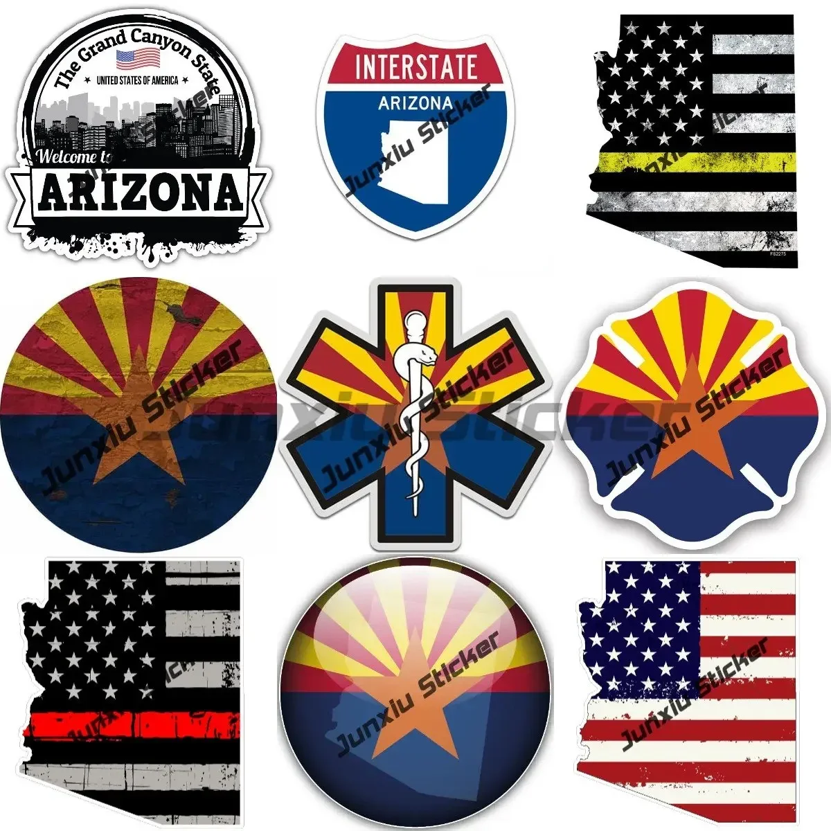 Arizona State Sticker Arizona State Maltese Cross Fire Firefighter Paramedic EMT EMS Stickers for Phone Waterproof Decals