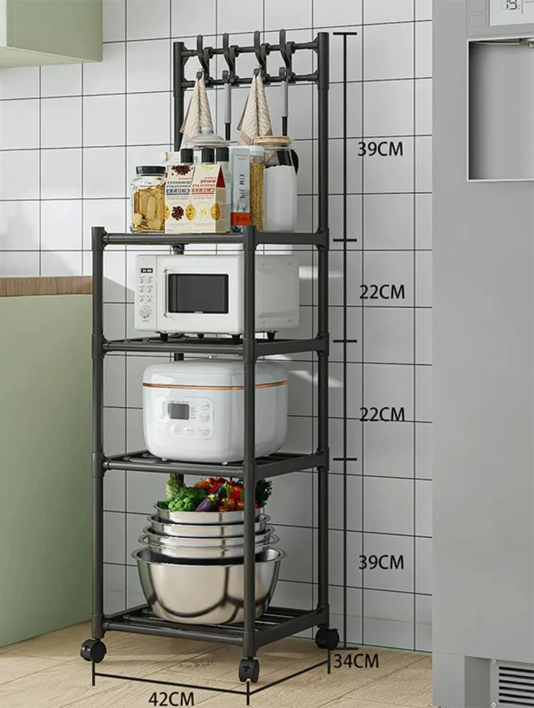 

Customizable Storage Rack With Pulley Kitchen Microwave Stove