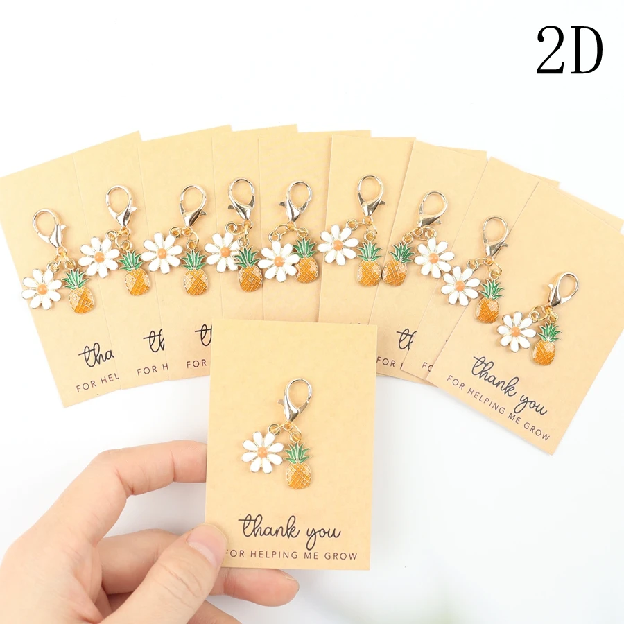 10 Mini Pineapple Keychains, with a Thank You Card for Helping Me Grow, Perfect as Party Favors, Birthday Gifts, and Perfect Gifts for Gatherings, Party Keychain Gift Packs, Fruit Pendants. view 4